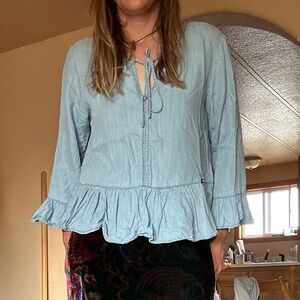 DKNY Jeans Lyocell Blue Blouse